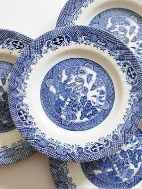 Blue and White Decorative Ceramic Plate - Classic Willow Style